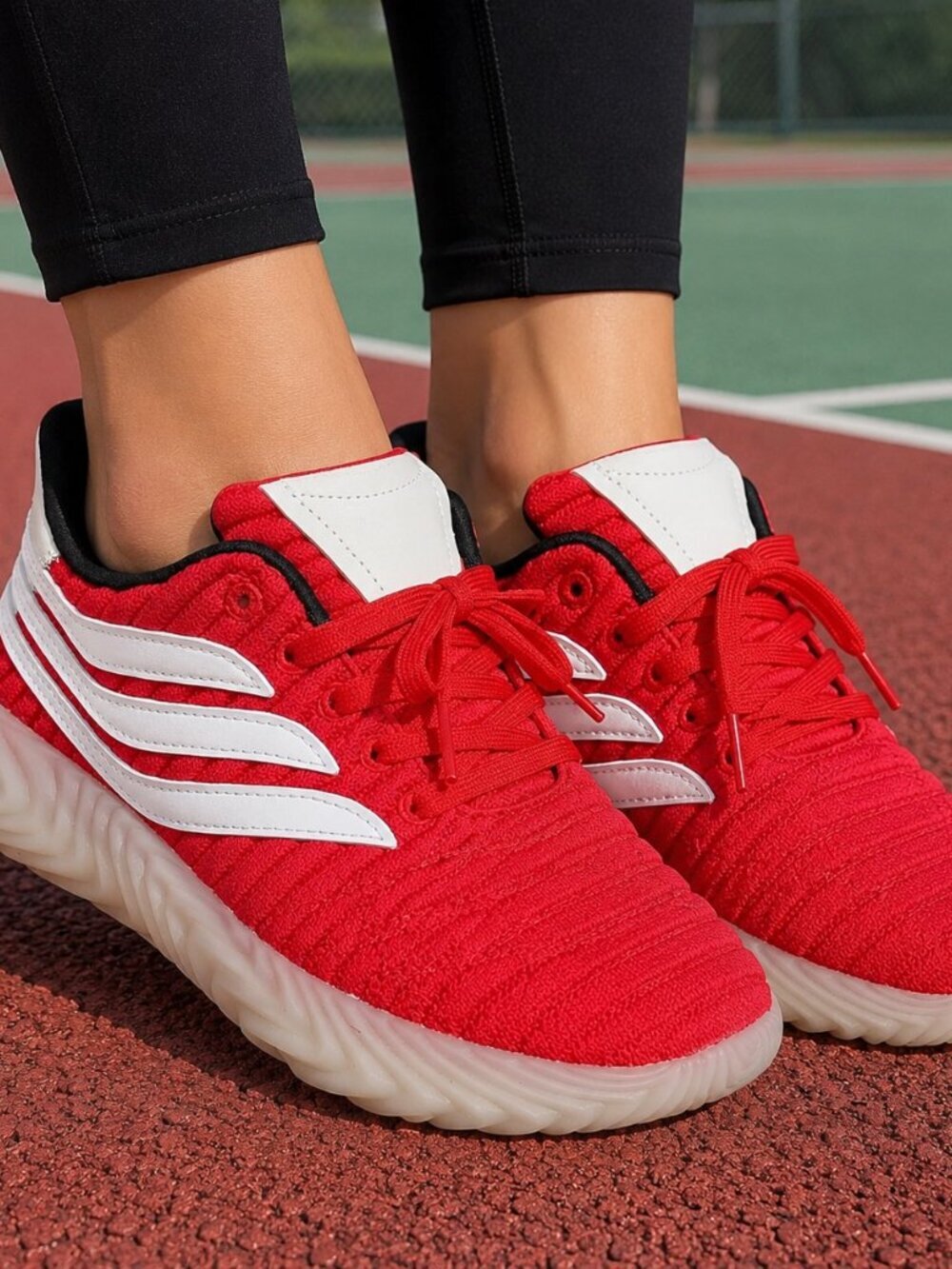 Adidas Sobakov Red Knit Sneakers Womens 4.5 Scarlet White Gum Sole